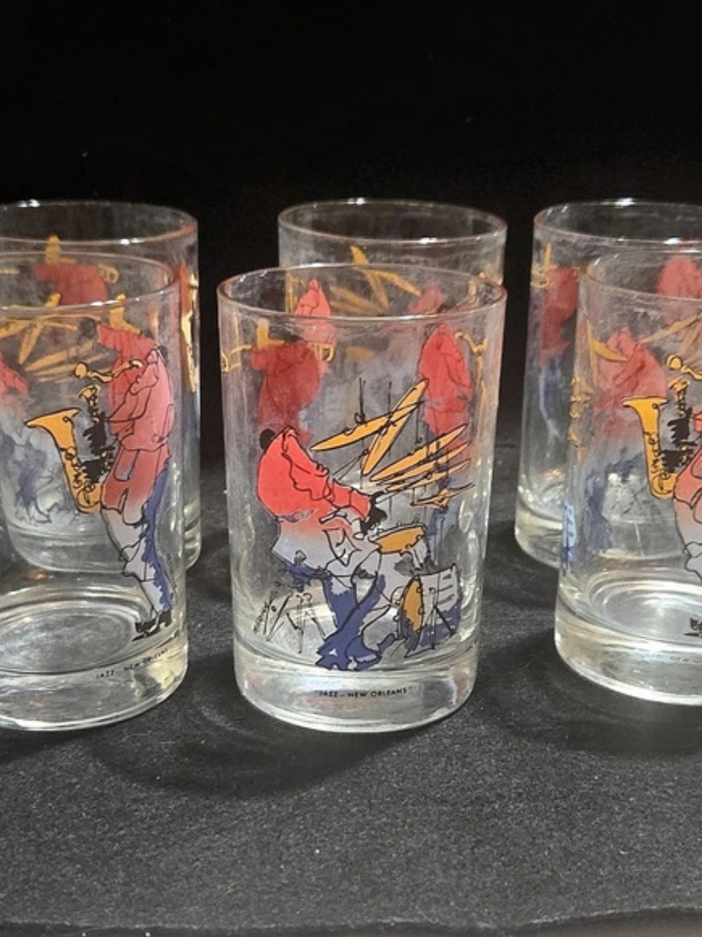 Vintage Leo Meiersdorff Jazz New Orleans Glassware Set of 6